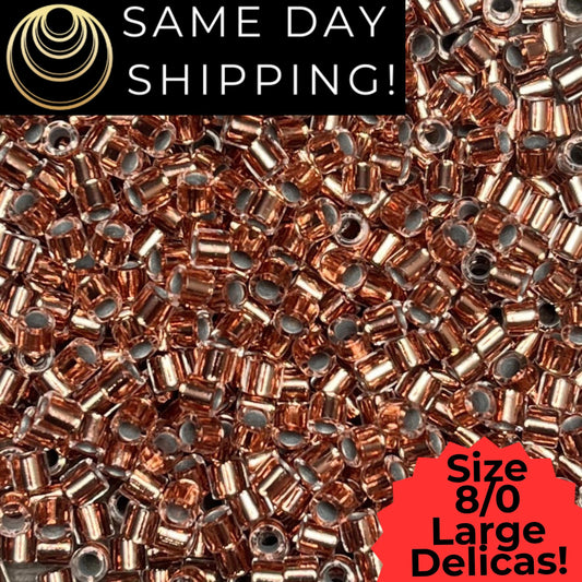 DBL0037 8/0 LARGE Miyuki Delica Beads Copper Lined Crystal