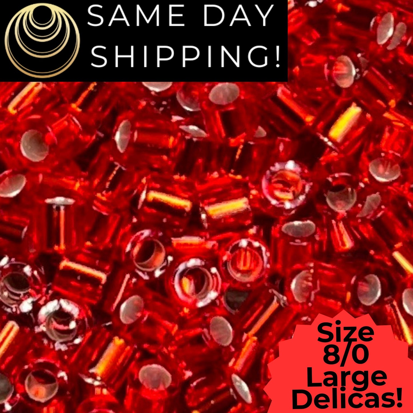 DBL0043 8/0 Miyuki Delica Beads Silver Lined Flame Red