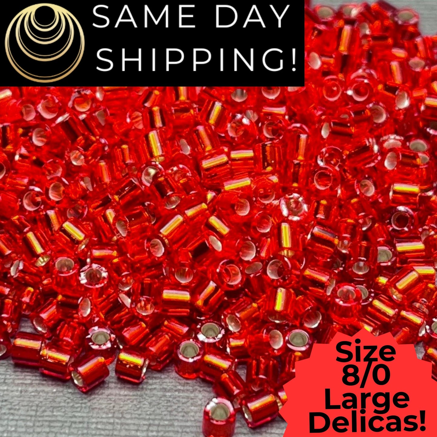 DBL0043 8/0 Miyuki Delica Beads Silver Lined Flame Red