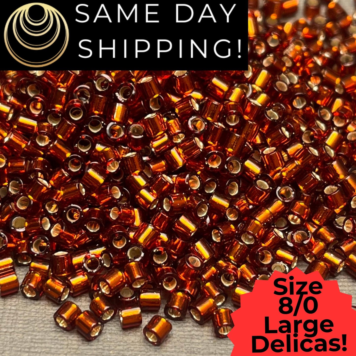 DBL0144 8/0 LARGE Miyuki Delica Beads Silver Lined Dark Topaz