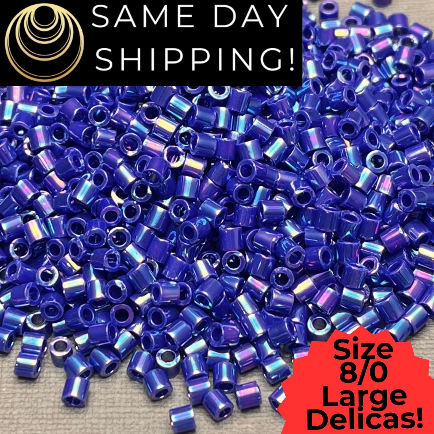 DBL0165 8/0 LARGE Miyuki Delica Beads Opaque Cobalt Blue AB