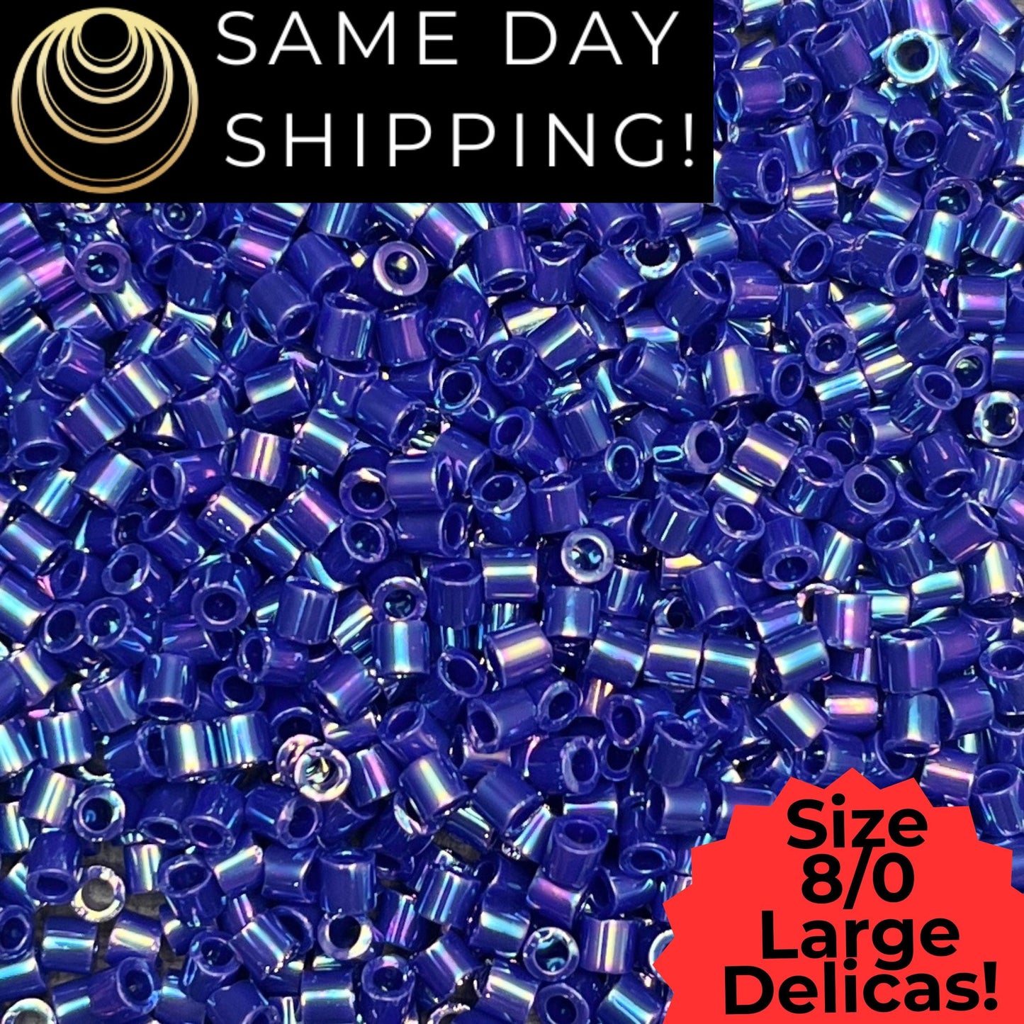 DBL0165 8/0 LARGE Miyuki Delica Beads Opaque Cobalt Blue AB