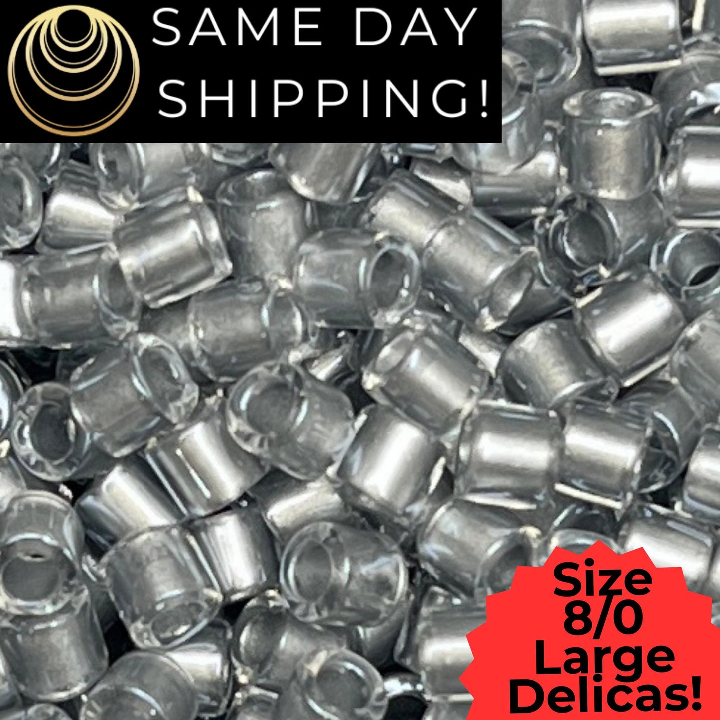 DBL0271 8/0 LARGE Miyuki Delica Beads Galvanized Crystal