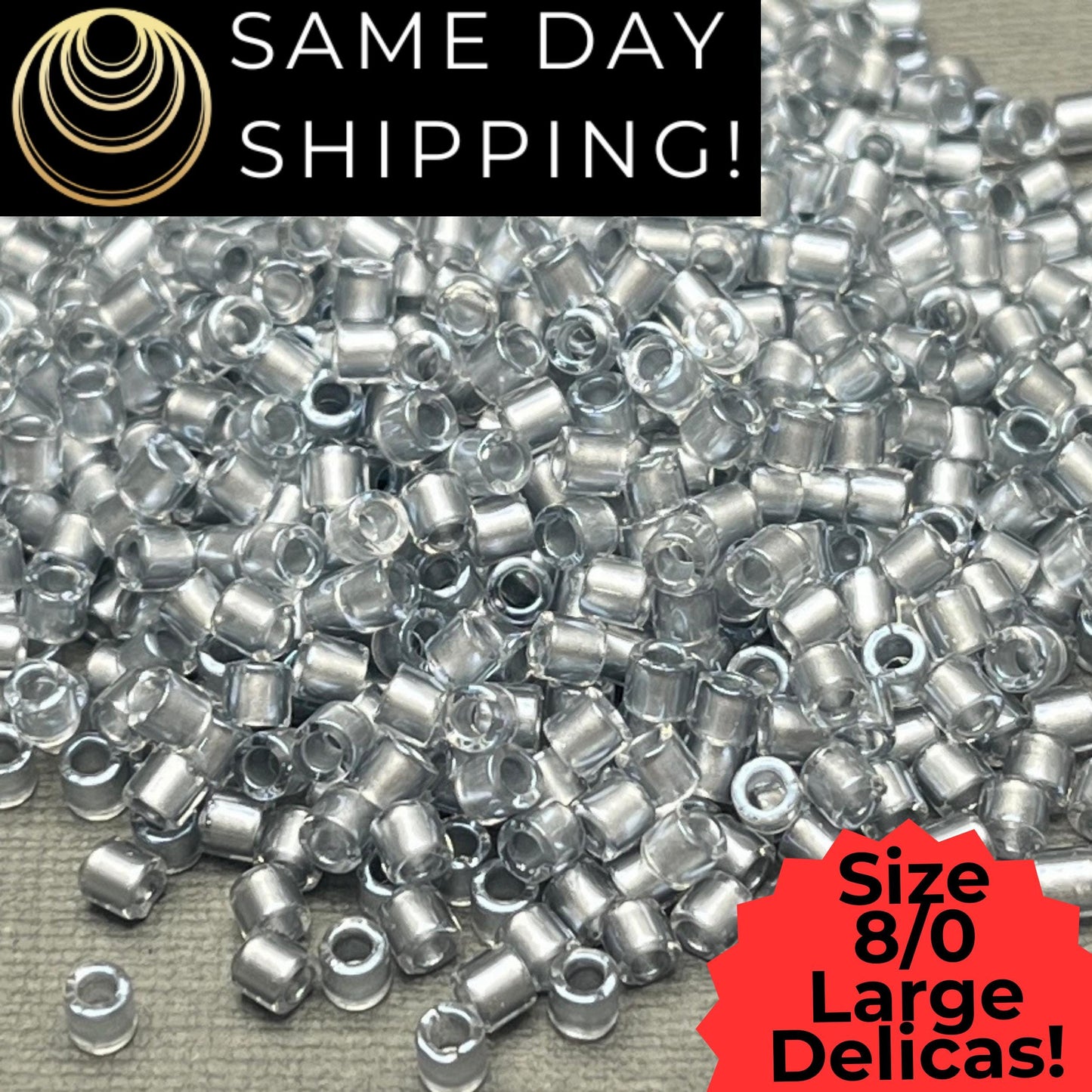 DBL0271 8/0 LARGE Miyuki Delica Beads Galvanized Crystal