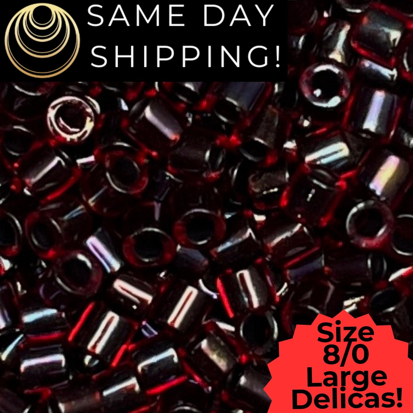 DBL0297 8/0 LARGE Miyuki Delica Beads Garnet Lined Ruby AB