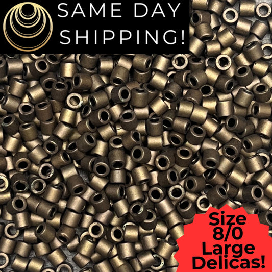 DBL0311 8/0 LARGE Miyuki Delica Beads Matte Metallic Dark Olive