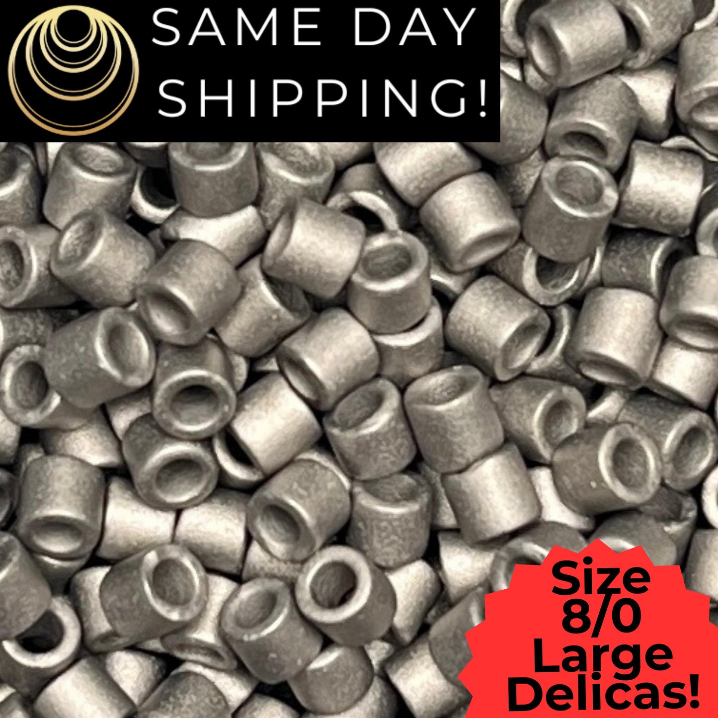 DBL0321 8/0 LARGE Miyuki Delica Beads Matte Nickel Plated