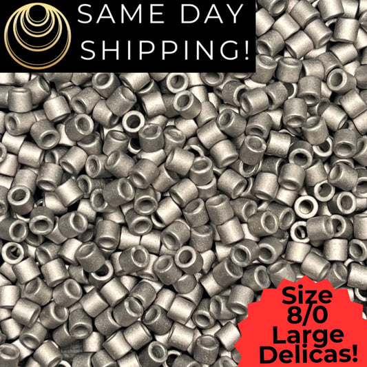 DBL0321 8/0 LARGE Miyuki Delica Beads Matte Nickel Plated
