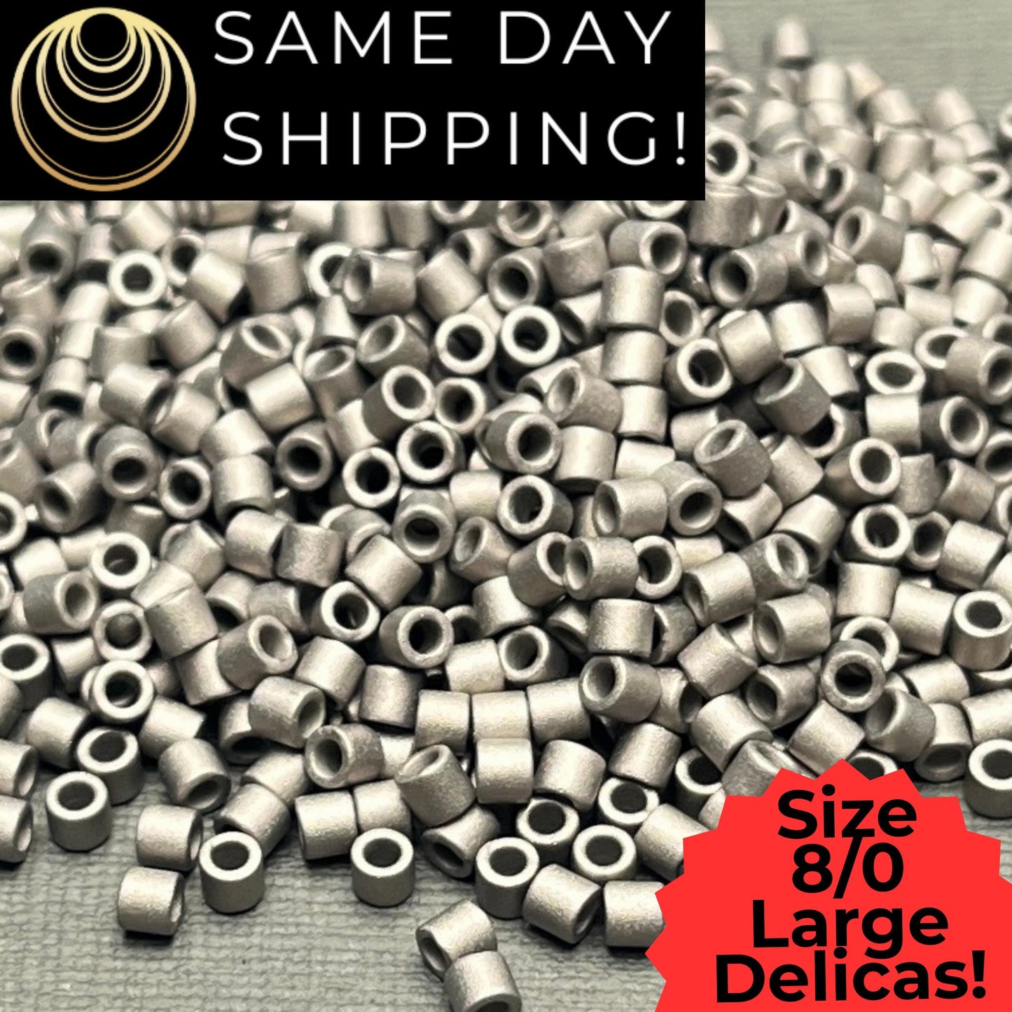 DBL0321 8/0 LARGE Miyuki Delica Beads Matte Nickel Plated