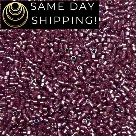 DB1757 11/0 Miyuki Delica Beads Sparkling Orchid Lined Amethyst AB