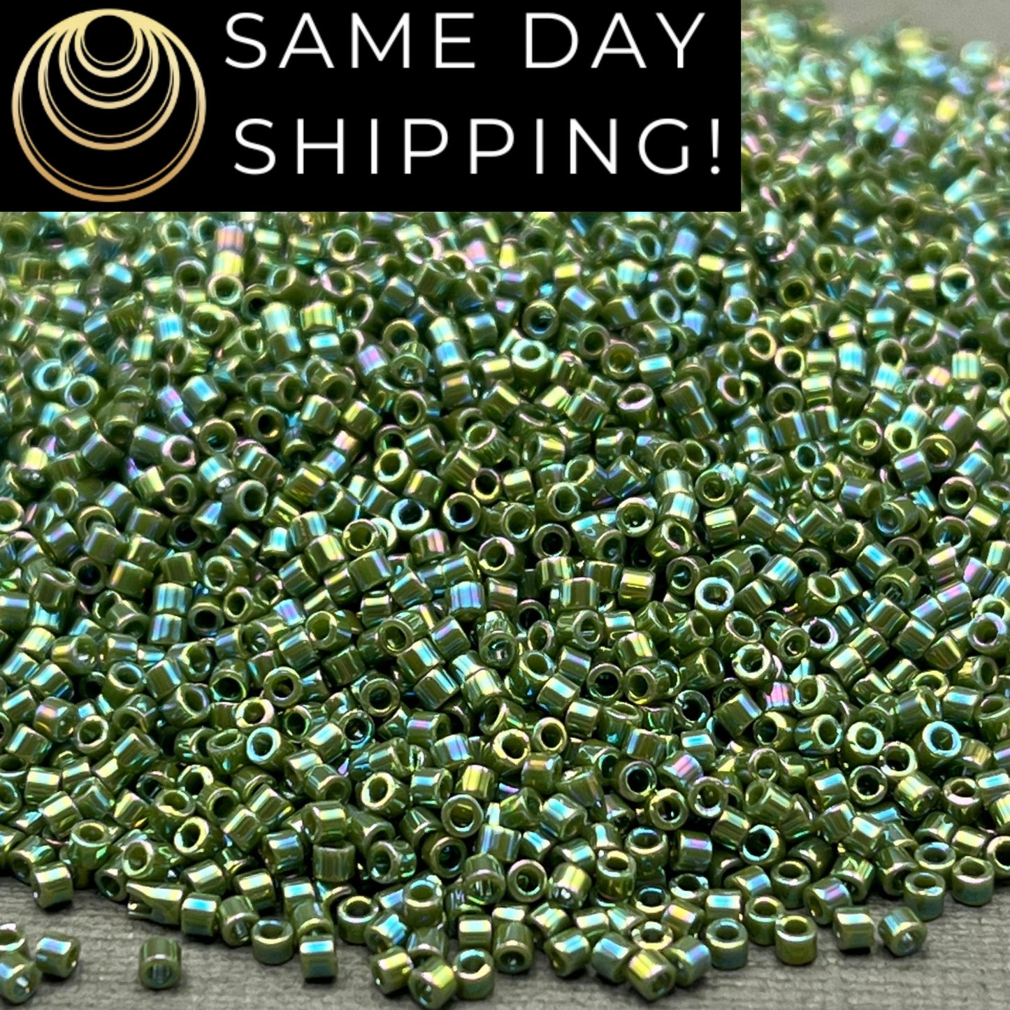 DB1575 11/0 Miyuki Delica Beads Opaque Avocado AB