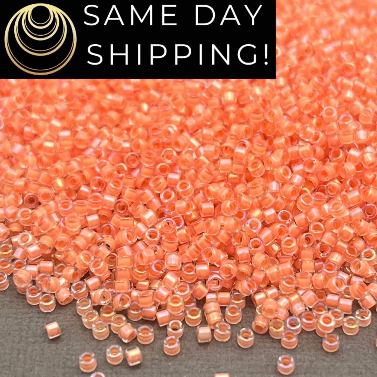 DB0068 11/0 Miyuki Delica Beads Peach Lined Crystal Luster