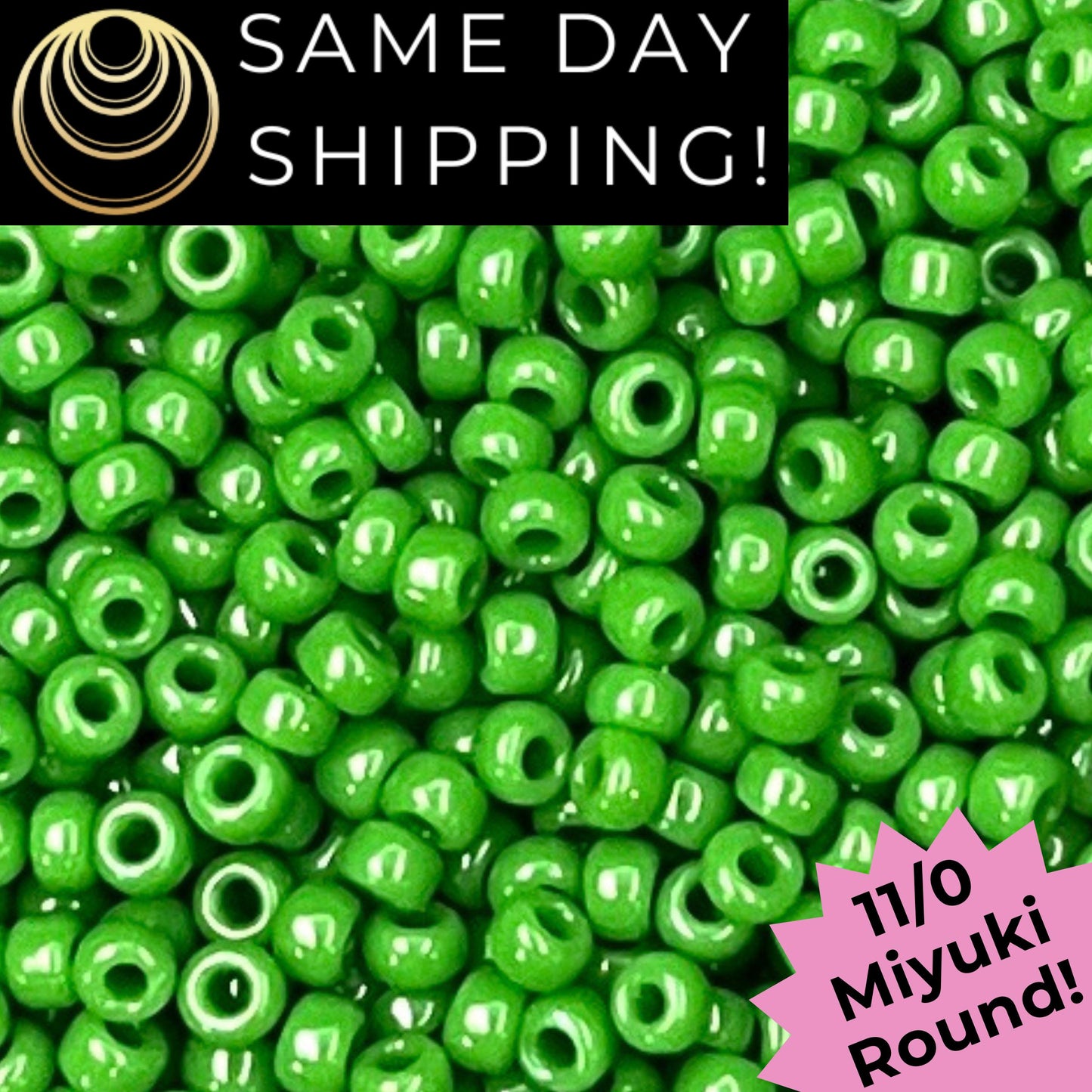 11-0411 11/0 Miyuki Opaque Green Round Rocaille Seed Beads