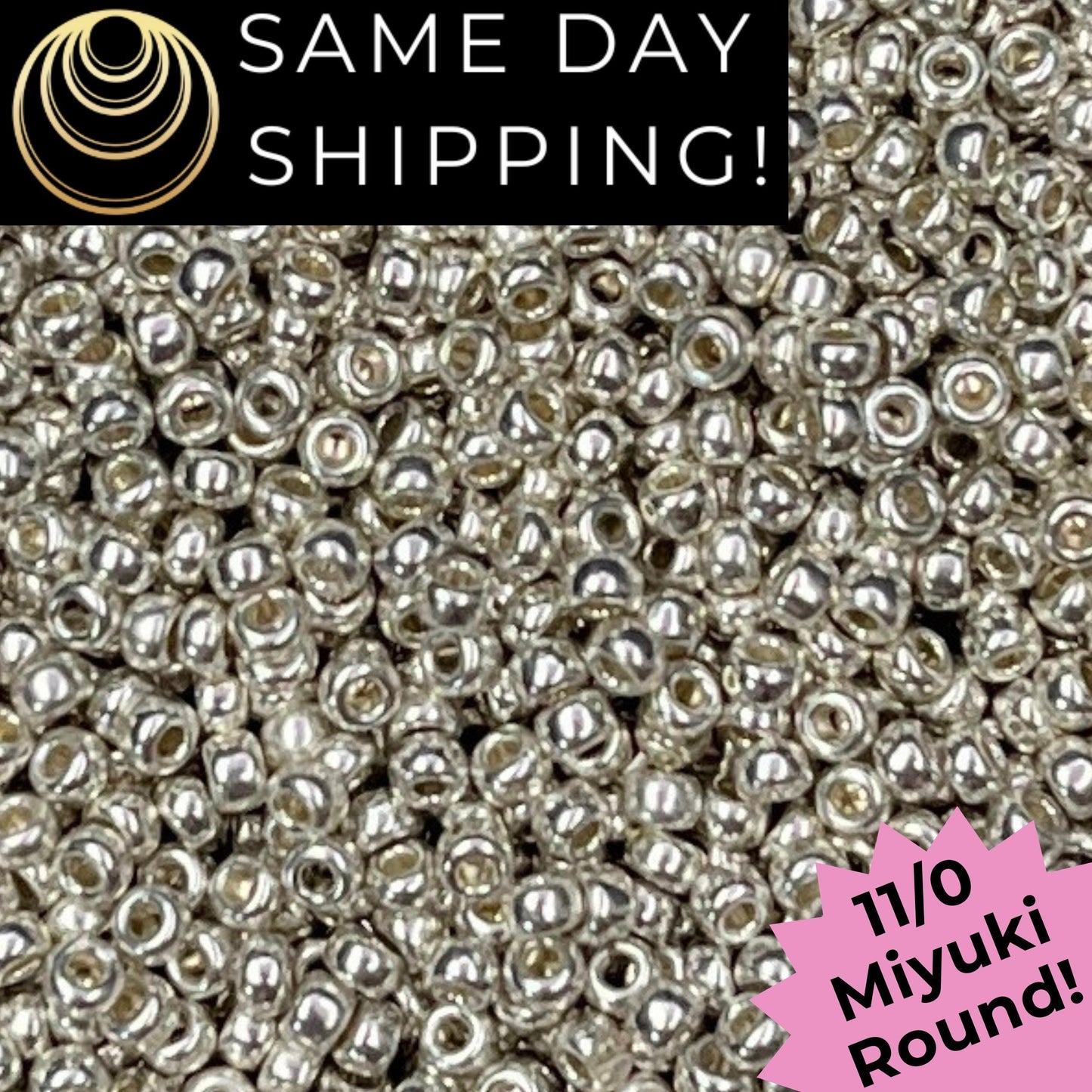 11-1051 11/0 Miyuki Galvanized Silver Round Rocaille Seed Beads