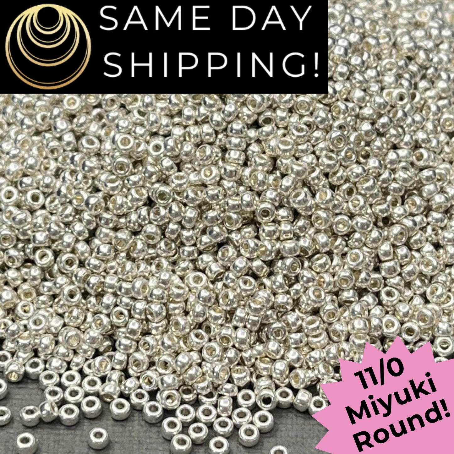 11-1051 11/0 Miyuki Galvanized Silver Round Rocaille Seed Beads