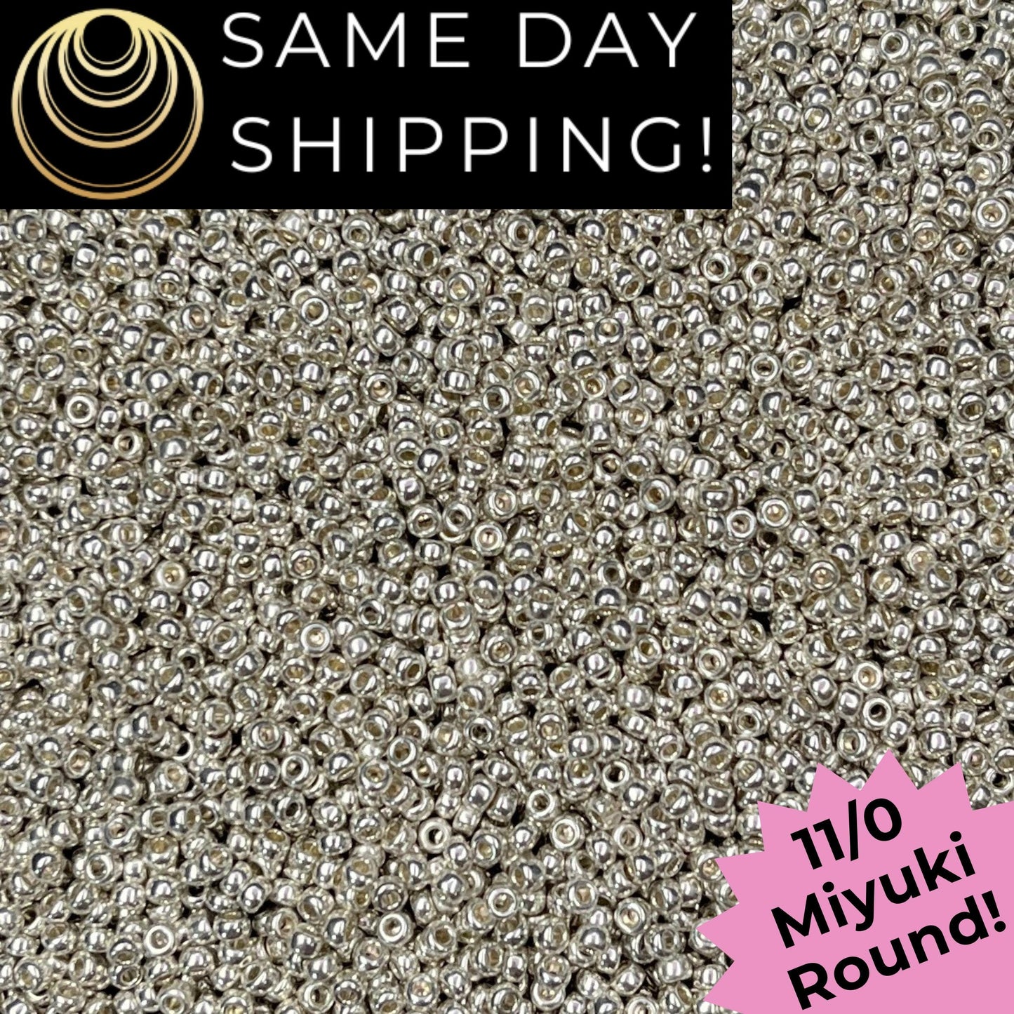 11-1051 11/0 Miyuki Galvanized Silver Round Rocaille Seed Beads