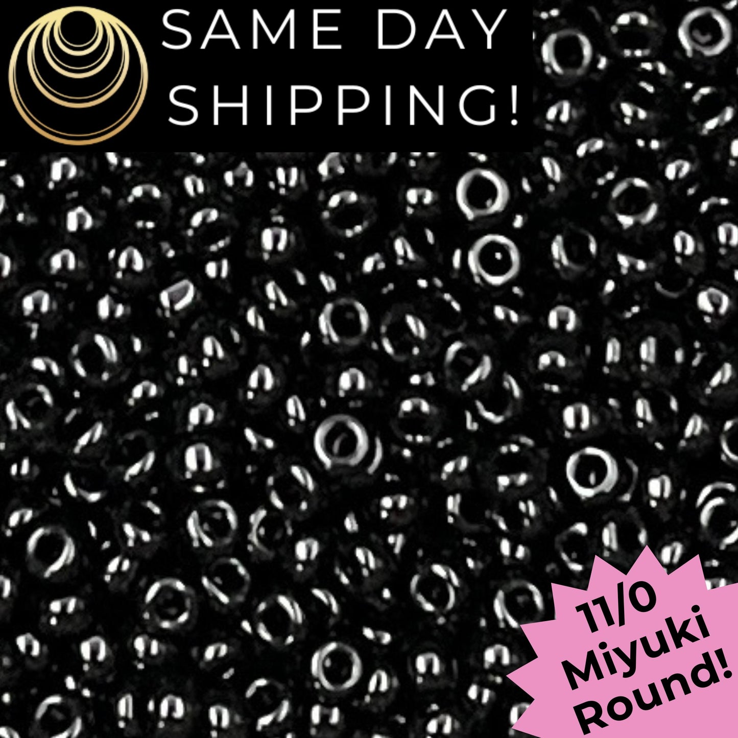 11-0401 11/0 Miyuki Opaque Black Round Rocaille Seed Beads
