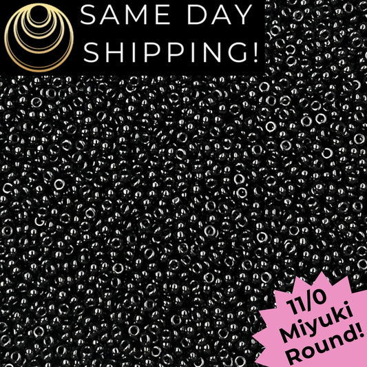 11-0401 11/0 Miyuki Opaque Black Round Rocaille Seed Beads