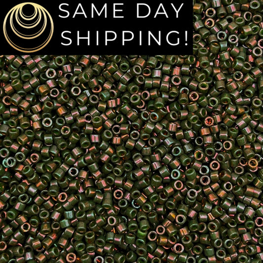 DB0131 11/0 Miyuki Delica Beads Opaque Dark Olive Luster