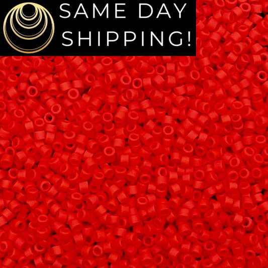 DB0757 11/0 Miyuki Delica Beads Matte Opaque Vermillion Red