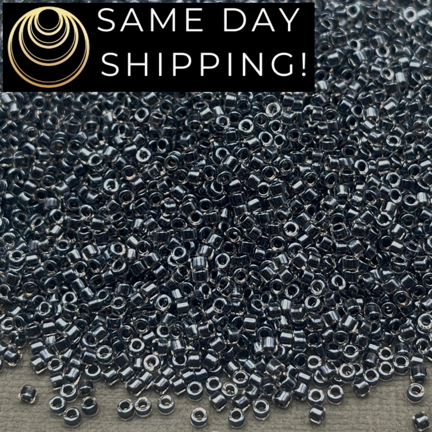 DB0925 11/0 Miyuki Delica Beads Sparkling Charcoal Lined Crystal
