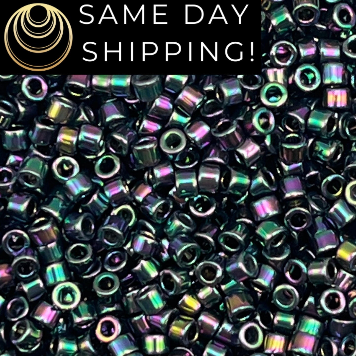 DB1001 11/0 Miyuki Delica Beads Metallic Plum Emerald Gold Iris