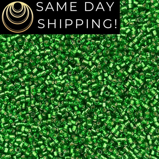 DB046 11/0 Miyuki Delica Beads Silver Lined Green