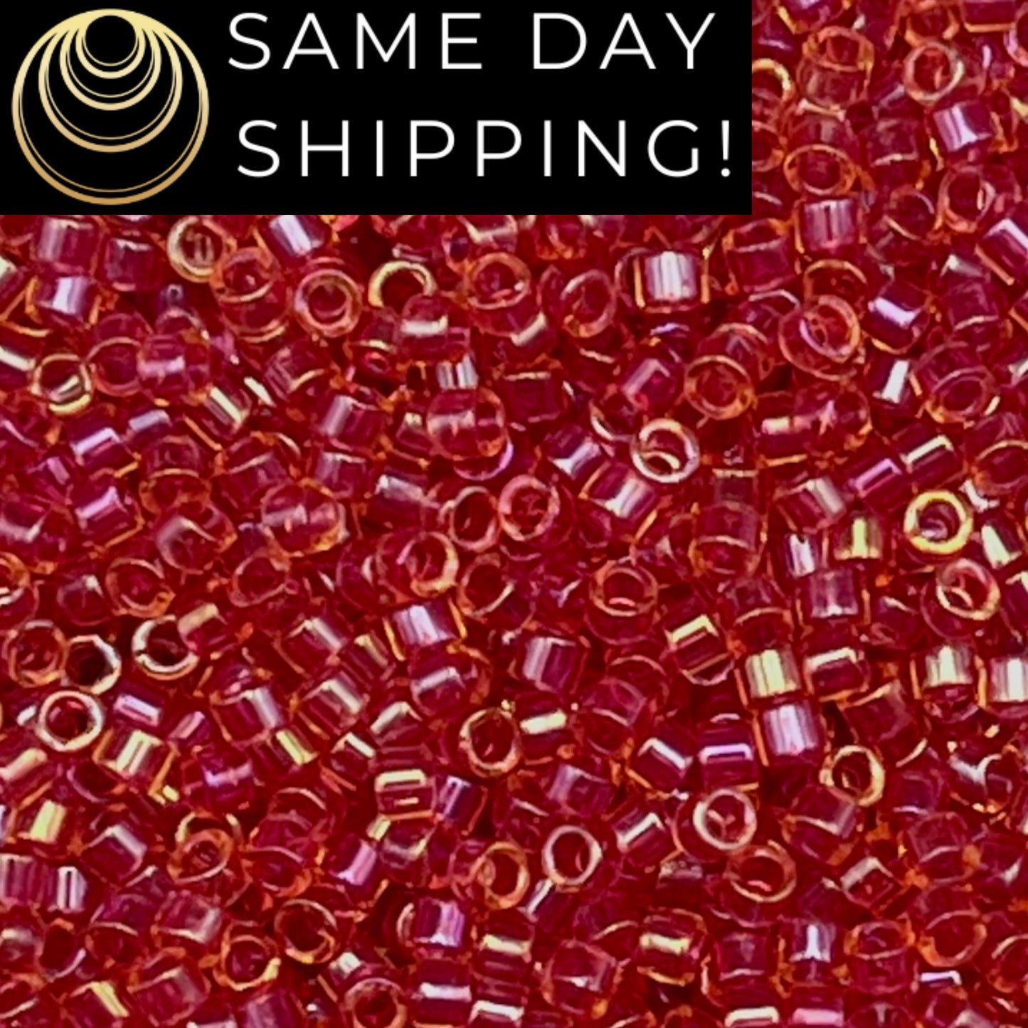 DB0062 11/0 Miyuki Delica Beads Light Cranberry Lined Topaz Luster