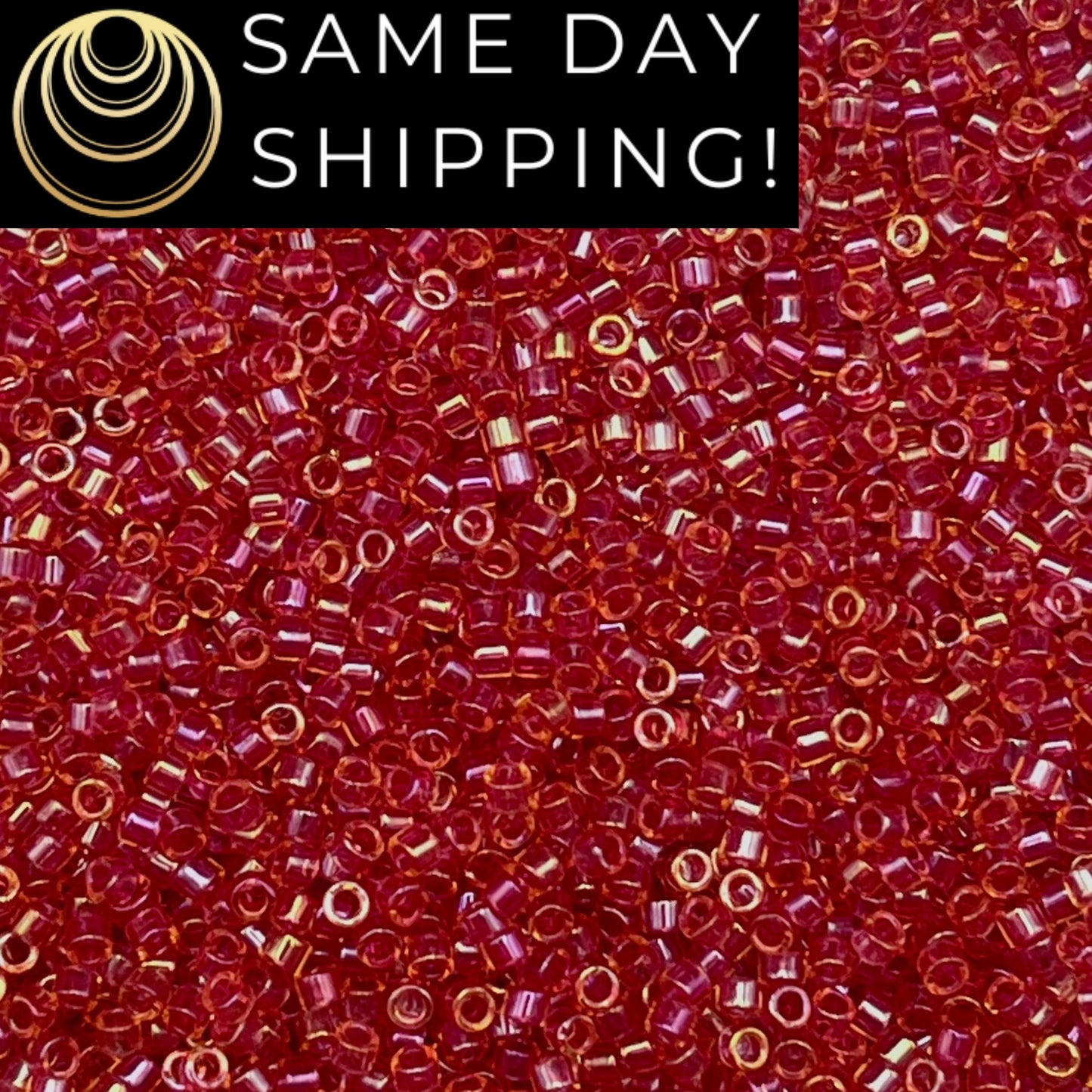 DB0062 11/0 Miyuki Delica Beads Light Cranberry Lined Topaz Luster