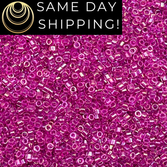 DB0074 11/0 Miyuki Delica Beads Fuchsia Lined Crystal AB