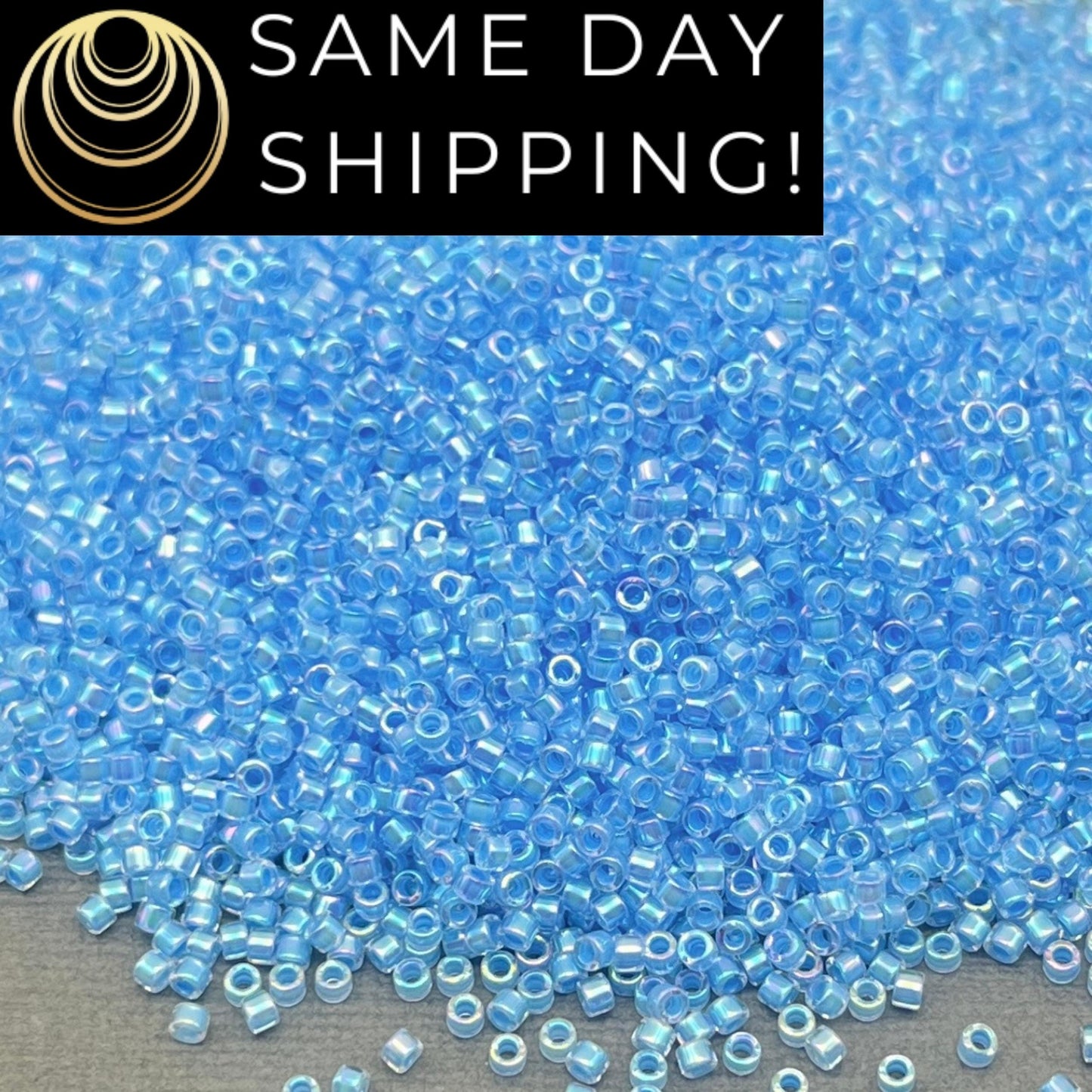 DB0076 11/0 Miyuki Delica Beads Light Blue Lined Crystal AB
