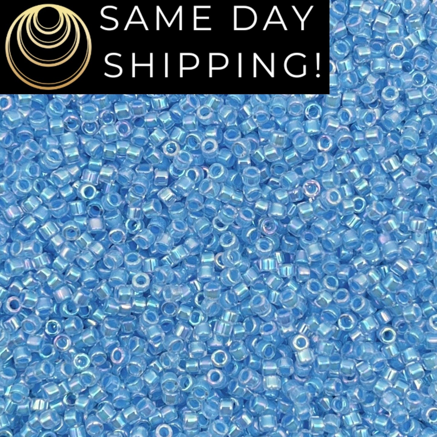 DB0076 11/0 Miyuki Delica Beads Light Blue Lined Crystal AB