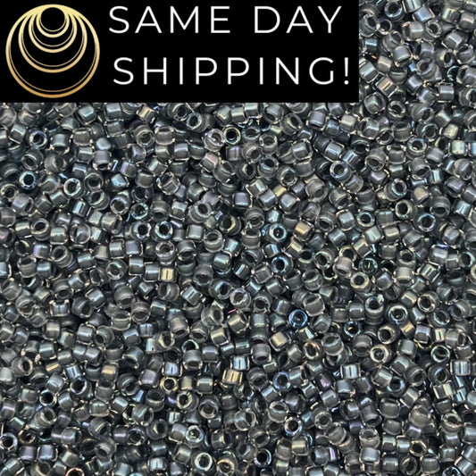 DB0081 11/0 Miyuki Delica Beads Gray Lined Crystal AB