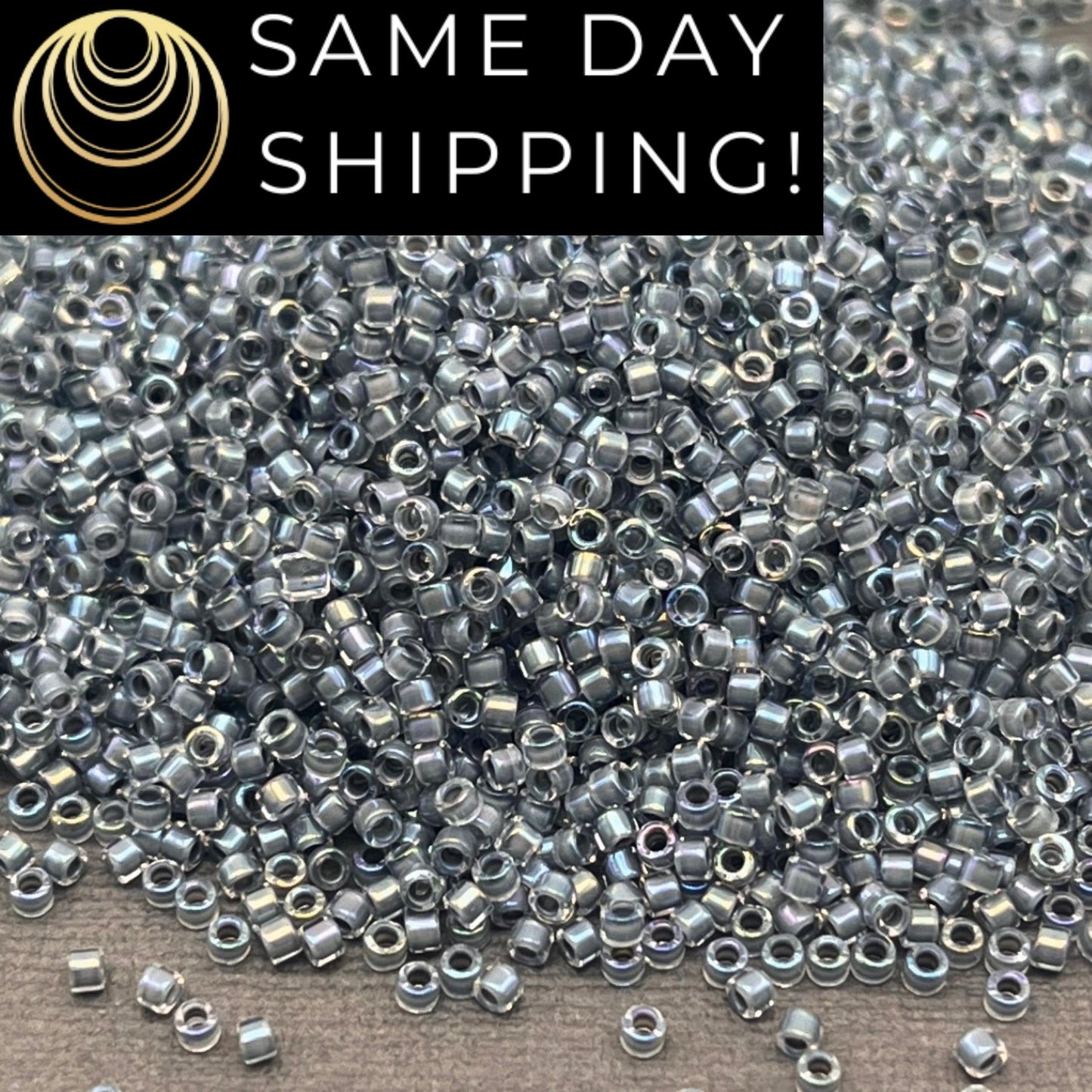 DB0081 11/0 Miyuki Delica Beads Gray Lined Crystal AB