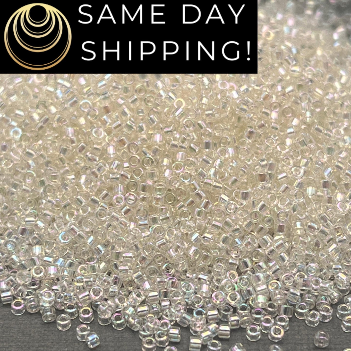 DB0109 11/0 Miyuki Delica Beads Crystal Ivory Gold Luster