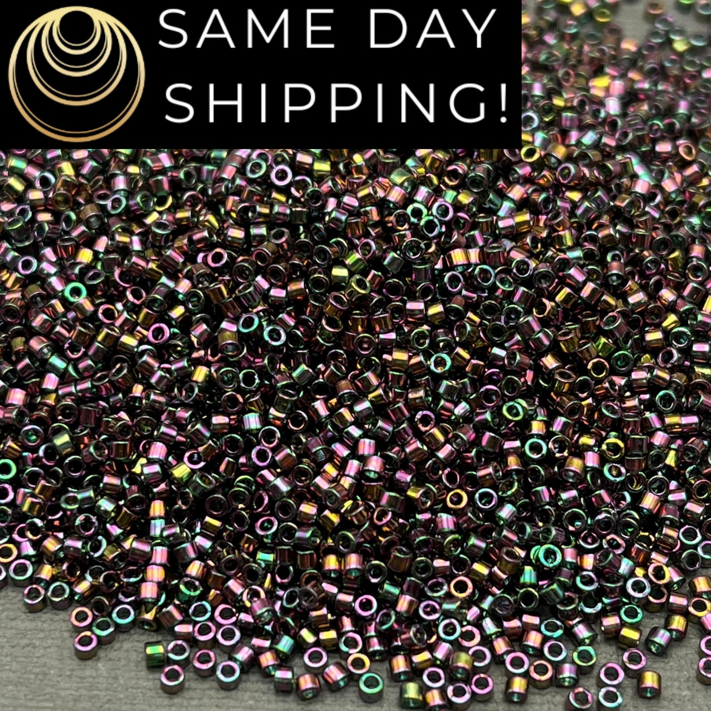 DB0127 11/0 Miyuki Delica Beads Forest Green Rainbow Gold Luster