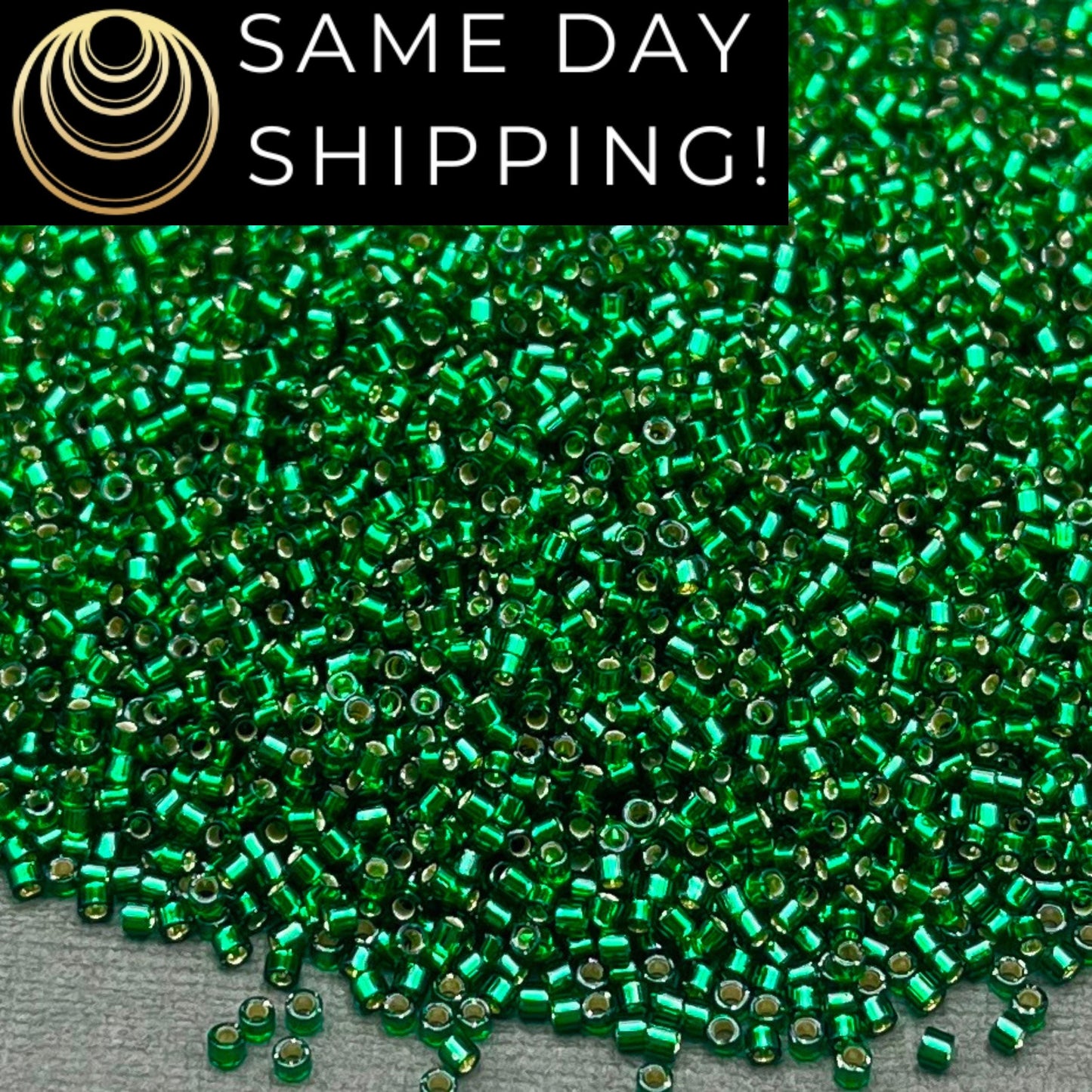 DB0148 11/0 Miyuki Delica Beads Silver Lined Emerald Green