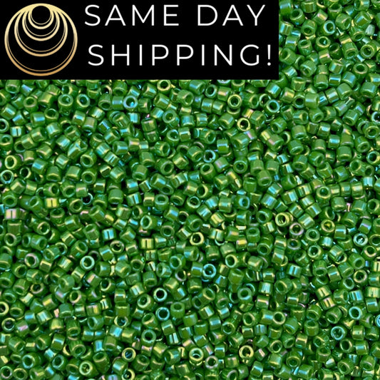 DB0163 11/0 Miyuki Delica Beads Opaque Green AB