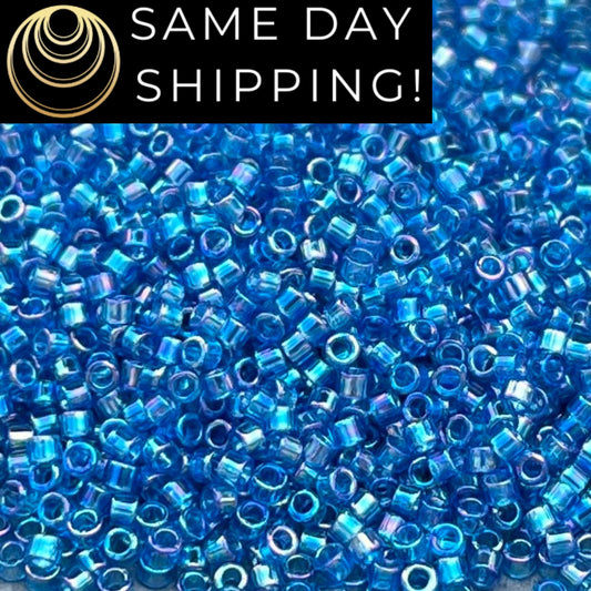 DB0177 11/0 Miyuki Delica Beads Transparent Capri Blue AB