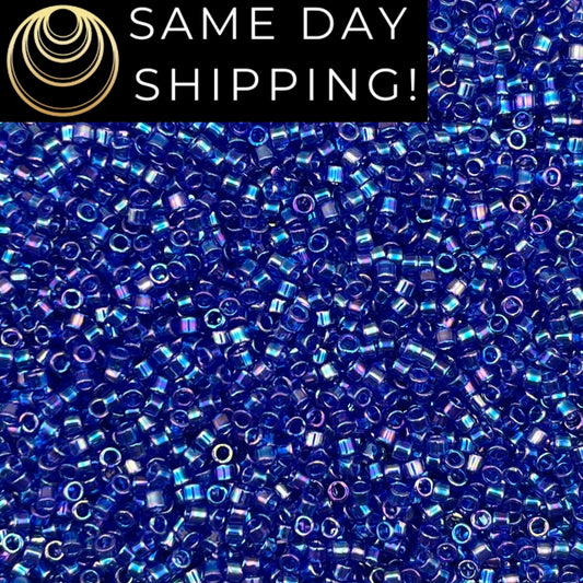 DB0178 11/0 Miyuki Delica Beads Transparent Cobalt Blue AB
