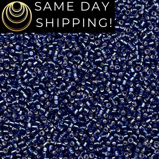 DB0183 11/0 Miyuki Delica Beads Silver Lined Royal Blue