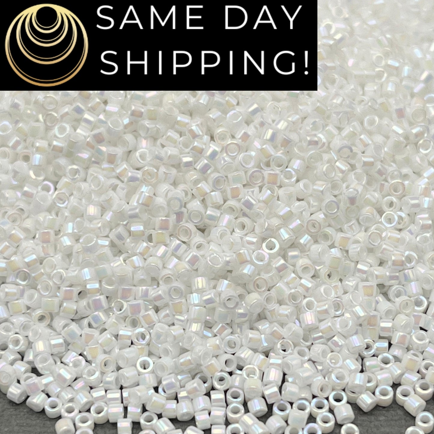 DB0202 11/0 Miyuki Delica Beads White Pearl AB