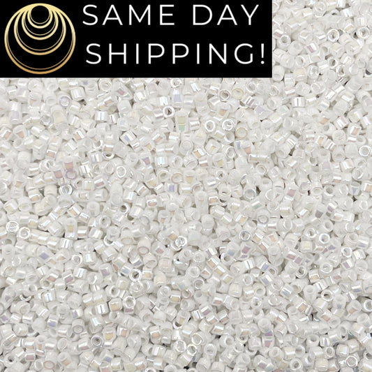 DB0202 11/0 Miyuki Delica Beads White Pearl AB