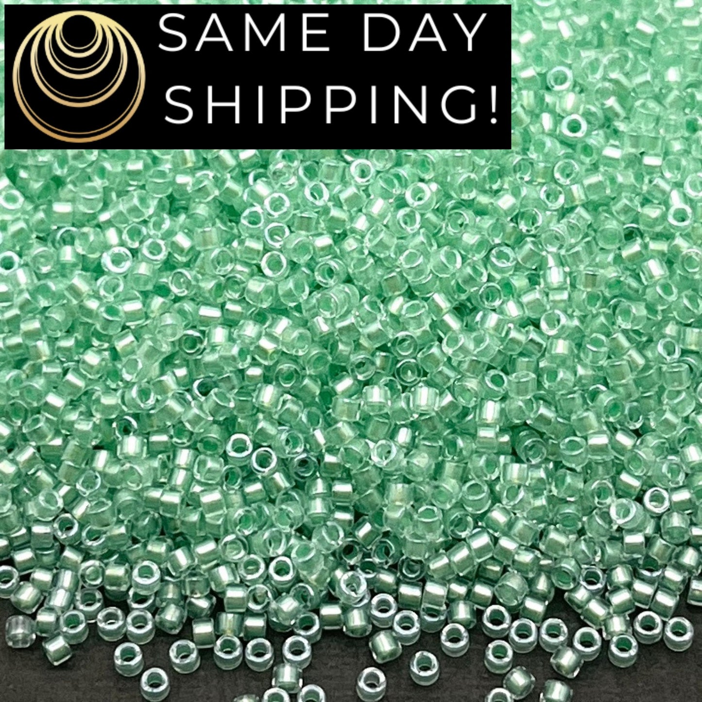 DB1707 11/0 Miyuki Delica Beads Mint Pearl Lined Glacier