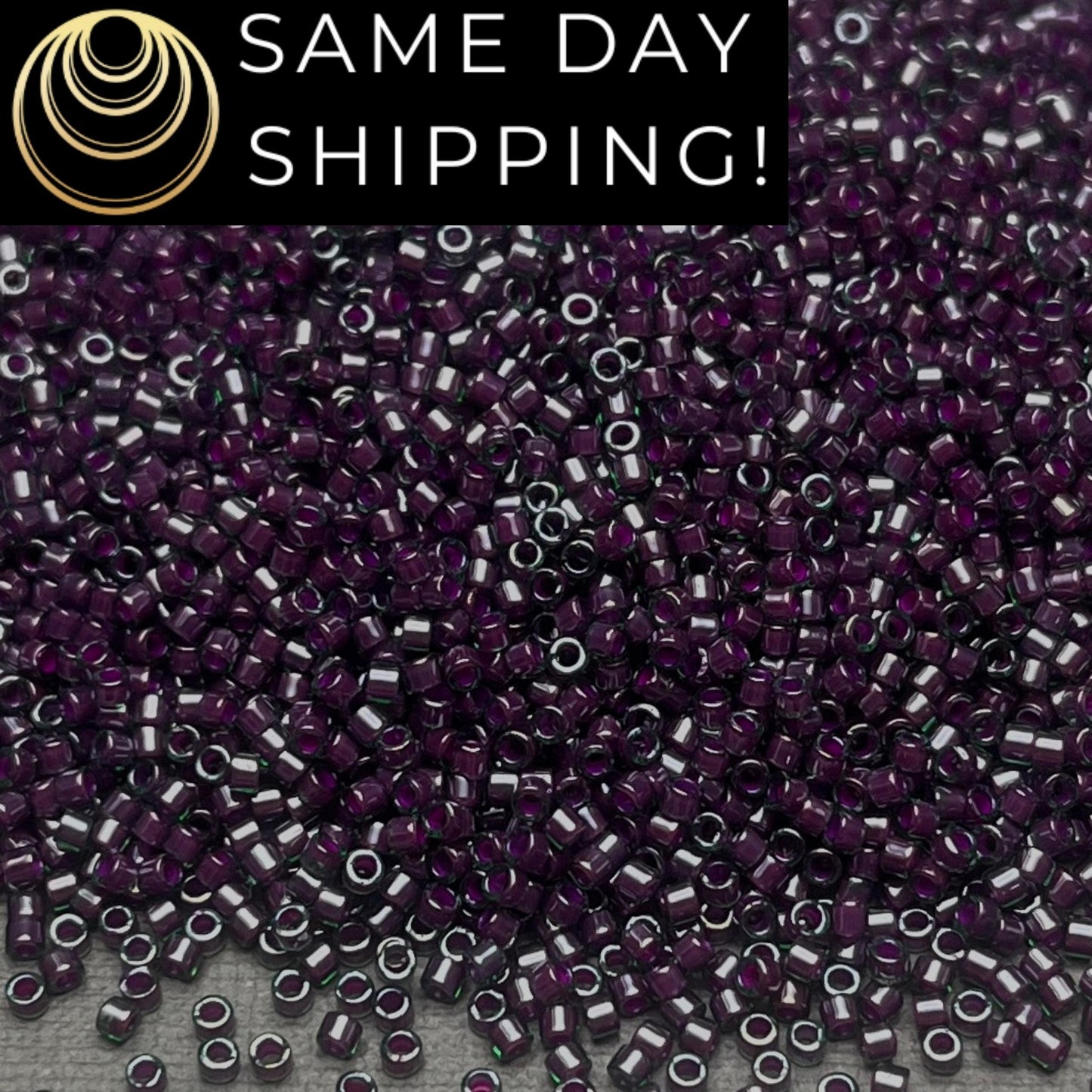 DB0279 11/0 Miyuki Delica Beads Cranberry Lined Emerald Luster