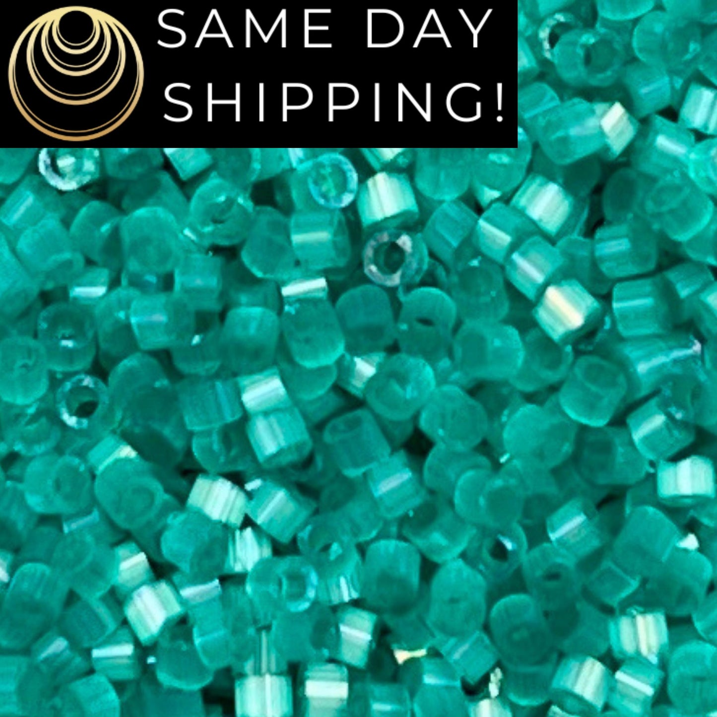 DB1813 11/0 Miyuki Delica Beads Dyed Aqua Green Silk Satin