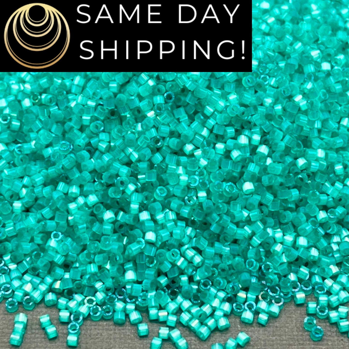 DB1813 11/0 Miyuki Delica Beads Dyed Aqua Green Silk Satin