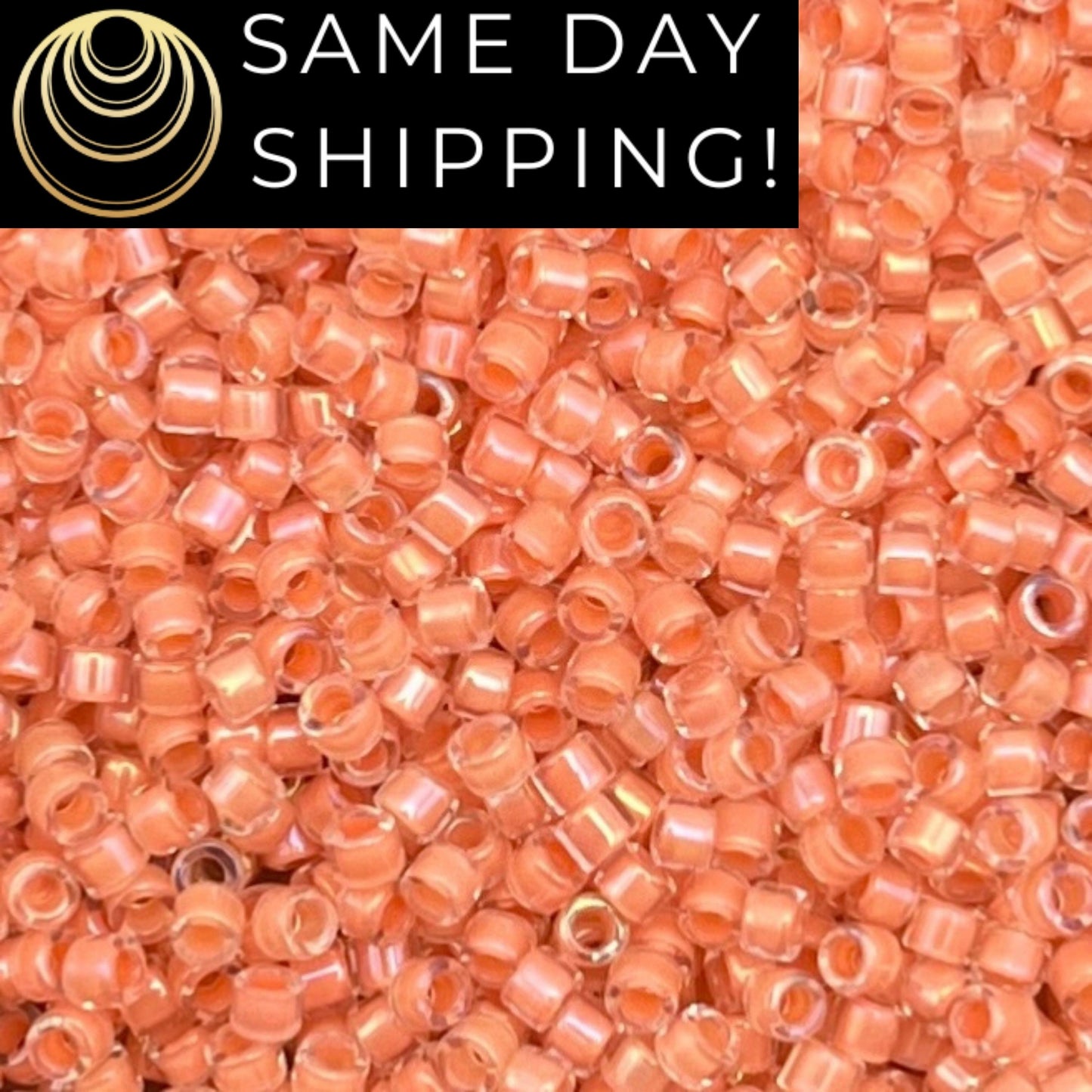 DB0068 11/0 Miyuki Delica Beads Peach Lined Crystal Luster