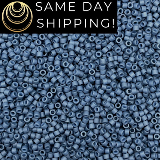 DB2408 11/0 Miyuki Delica Beads Matte Opaque Steel Blue