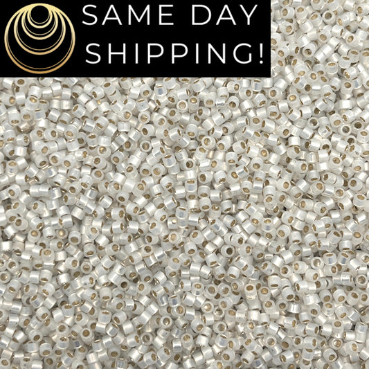 DB0221 11/0 Miyuki Delica Beads Gilt Lined White Opal